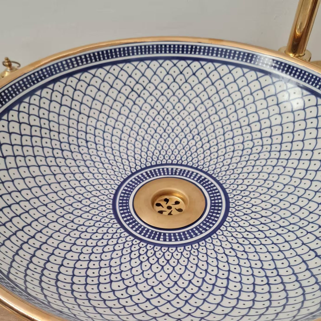 Handmade Moroccan Ceramic Sink 14K Carat Golden rim #77