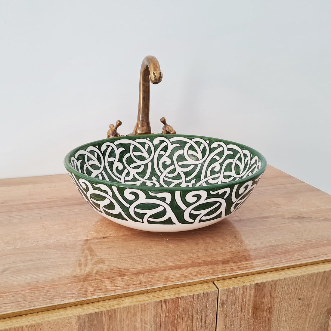 Bathroom sink | Green ceramic sink | Handmade Moroccan sink #198