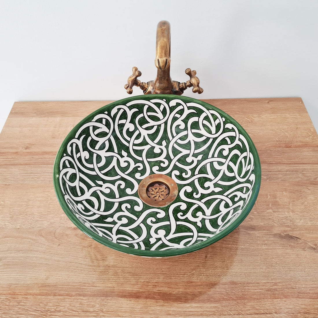 Bathroom sink | Green ceramic sink | Handmade Moroccan sink #198