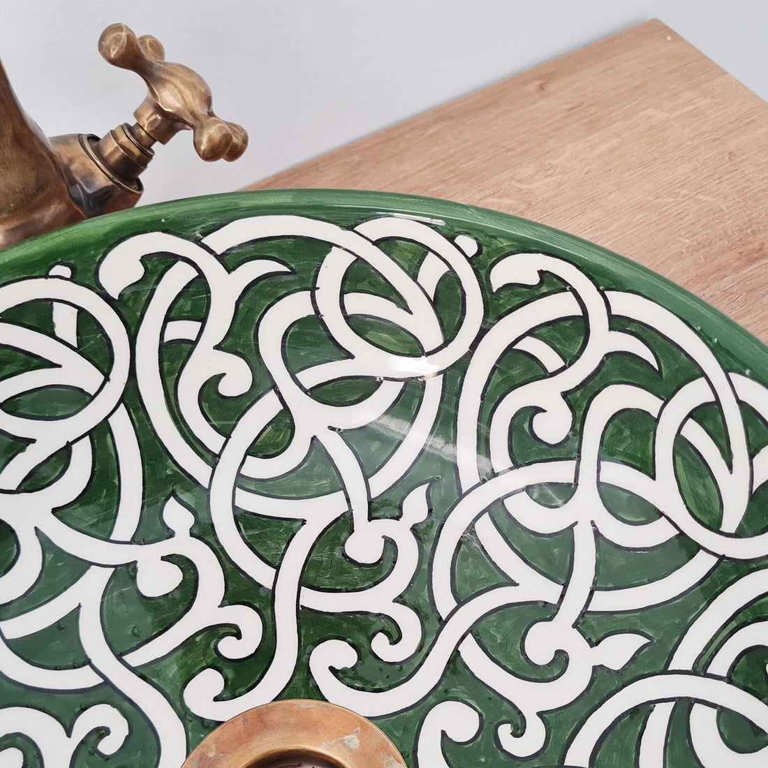 Bathroom sink | Green ceramic sink | Handmade Moroccan sink #198