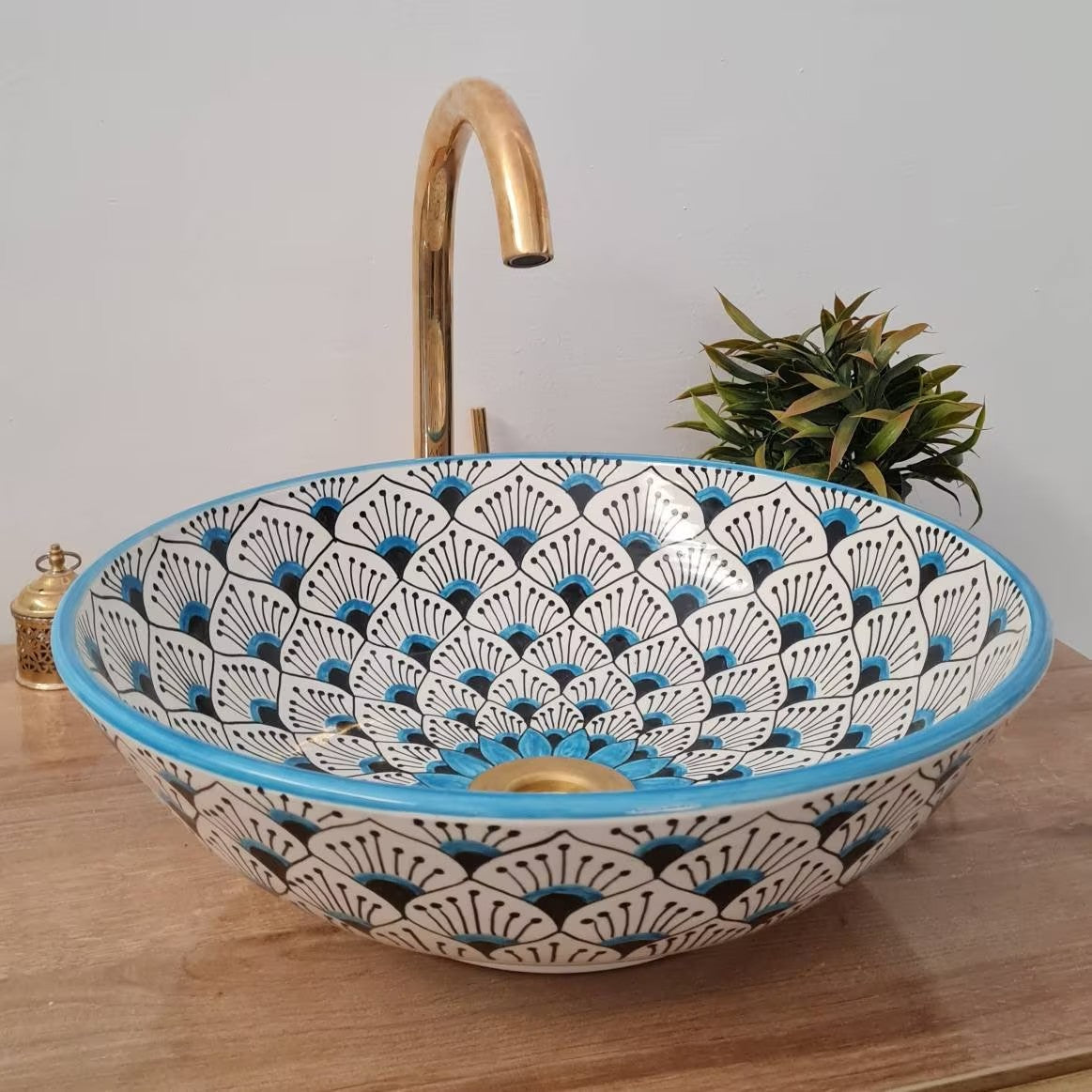 Moroccan sink | moroccan ceramic sink | bathroom sink | moroccan bathroom basin | cloakroom basin | Bleu sink #156