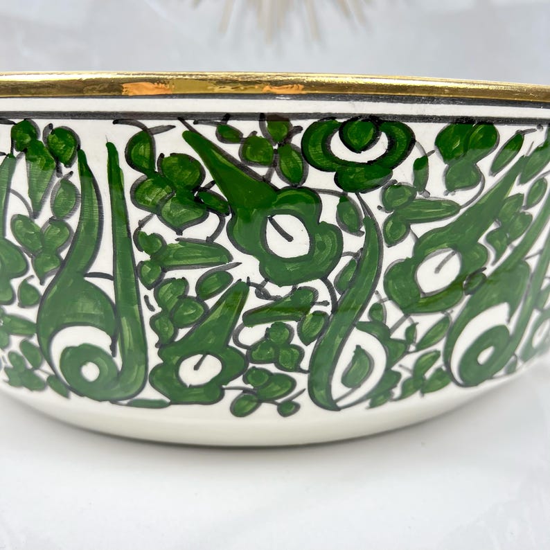 Handmade Moroccan Ceramic Sink Golden Rim 14k Carats #252