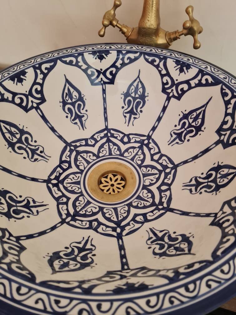 Moroccan sink | moroccan ceramic sink | bathroom sink | moroccan bathroom basin | cloakroom basin | Bleu sink #164
