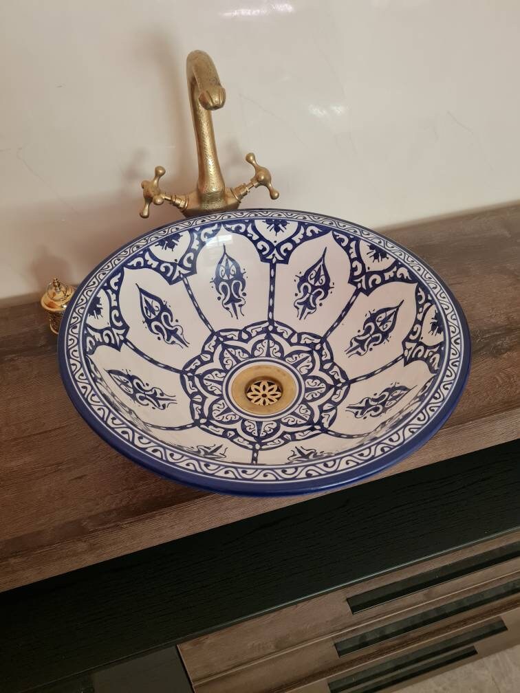 Moroccan sink | moroccan ceramic sink | bathroom sink | moroccan bathroom basin | cloakroom basin | Bleu sink #164