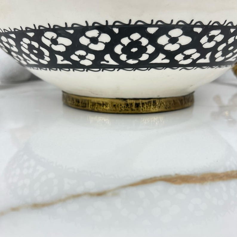 Handmade Moroccan Ceramic Sink Brass rim #284