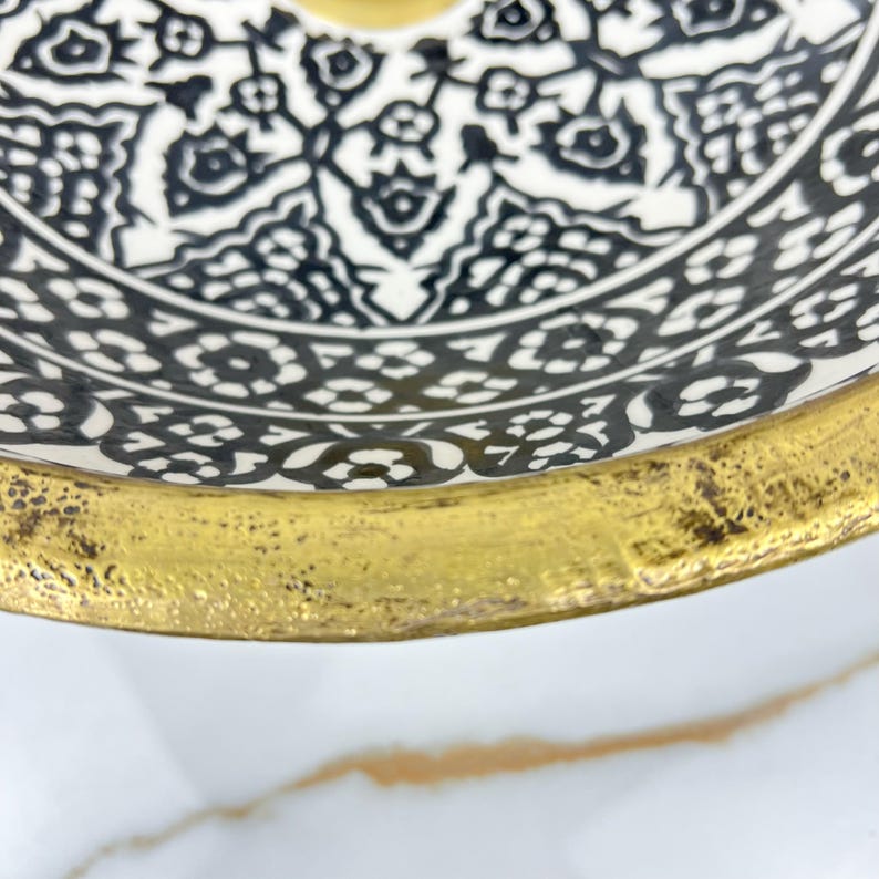 Handmade Moroccan Ceramic Sink Brass rim #284