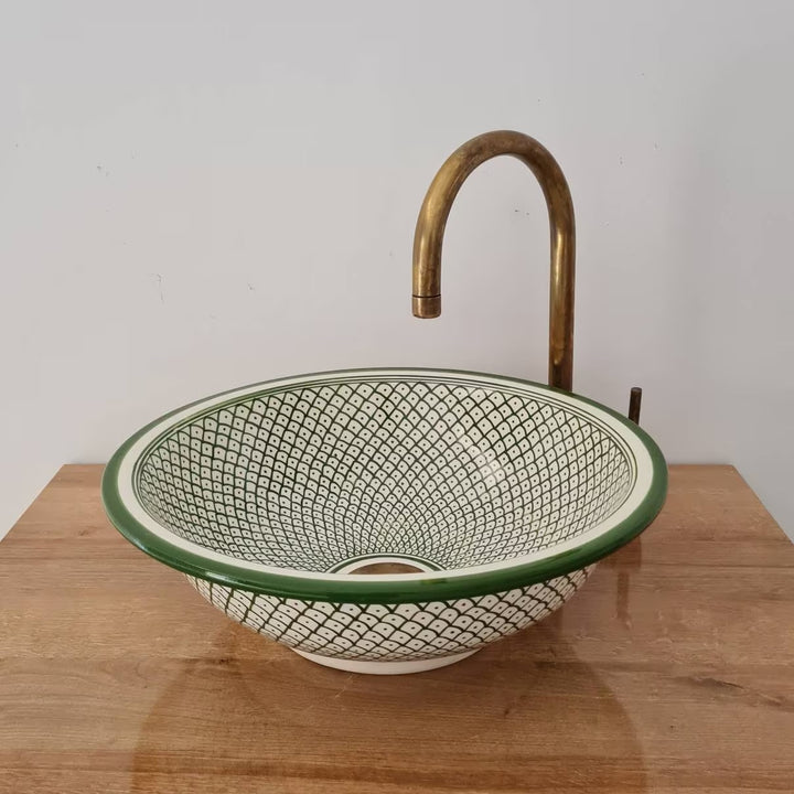 Moroccan sink | moroccan ceramic sink | bathroom sink | moroccan bathroom basin | cloakroom basin | Green sink #165