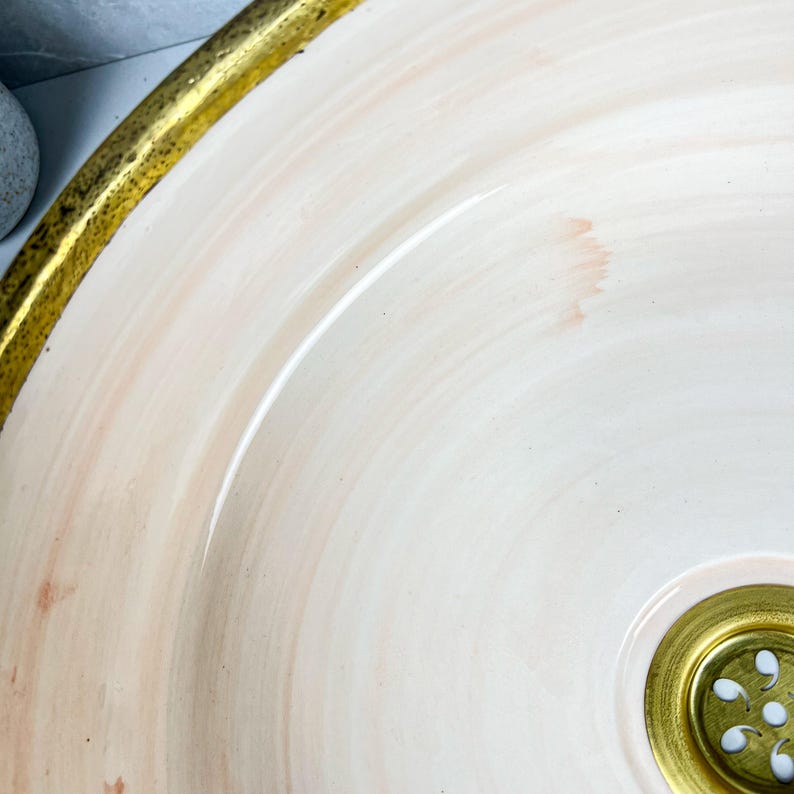 Handmade Moroccan Ceramic Sink Brass rim #284