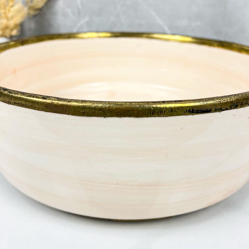 Handmade Moroccan Ceramic Sink Brass rim #284