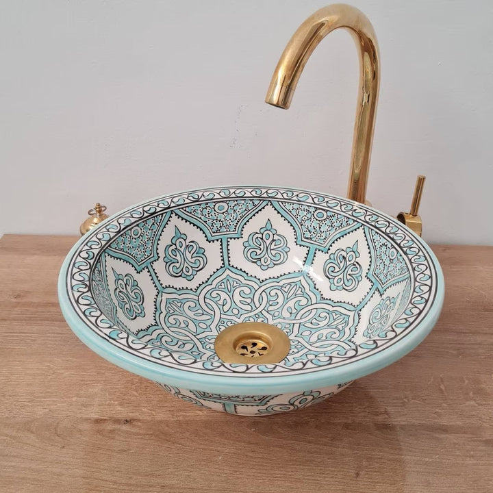 Moroccan sink | moroccan ceramic sink | bathroom sink | moroccan bathroom basin | cloakroom basin | Green sink #167