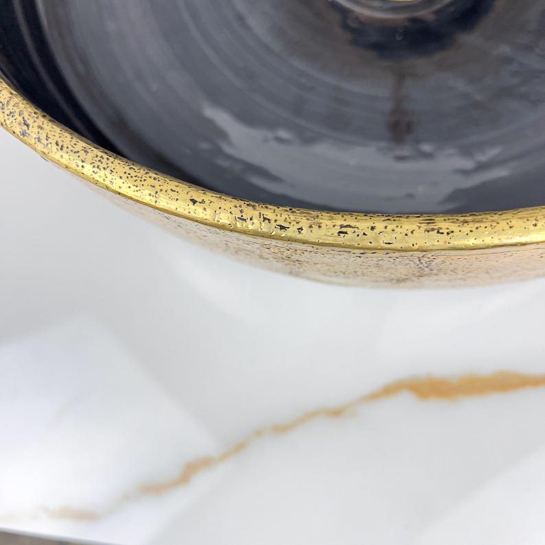 Handmade Moroccan Ceramic Sink Brass Rim #225
