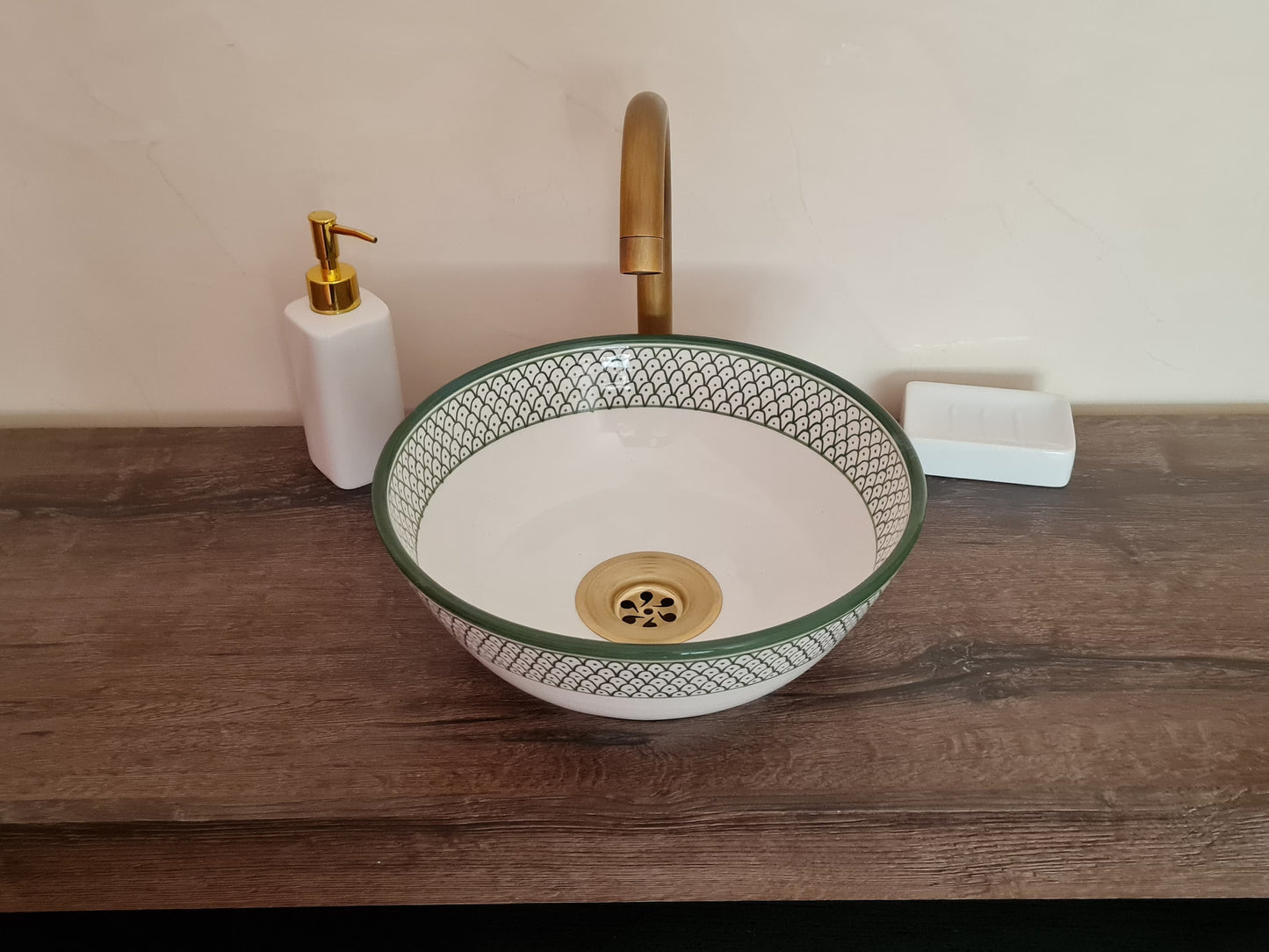 Moroccan sink | moroccan ceramic sink | bathroom sink | moroccan bathroom basin | cloakroom basin | Green sink #177