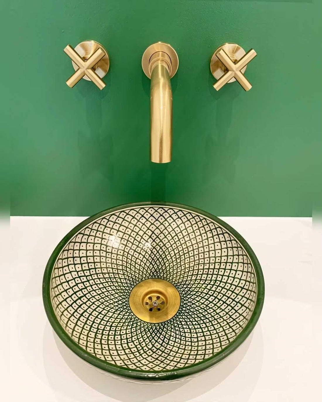 Moroccan sink | moroccan ceramic sink | bathroom sink | Green sink bowl #4