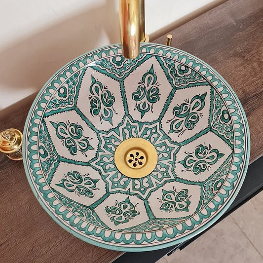 Bathroom sink | Handcrafted Green Moroccan Sink Bowl #184
