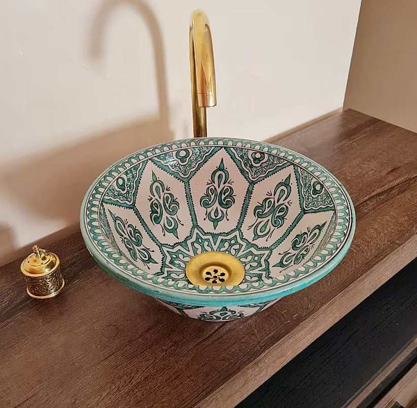 Bathroom sink | Handcrafted Green Moroccan Sink Bowl #184