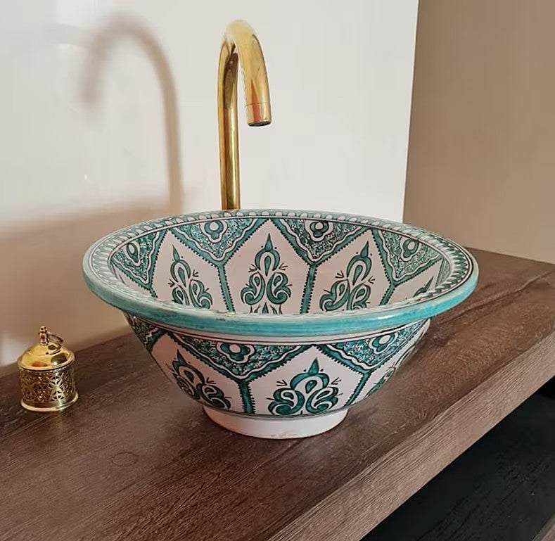 Bathroom sink | Handcrafted Green Moroccan Sink Bowl #184