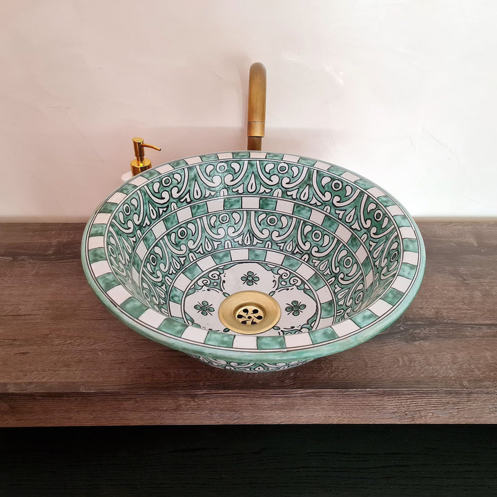 Moroccan sink | Green bathroom sink | Moroccan ceramic sink #185