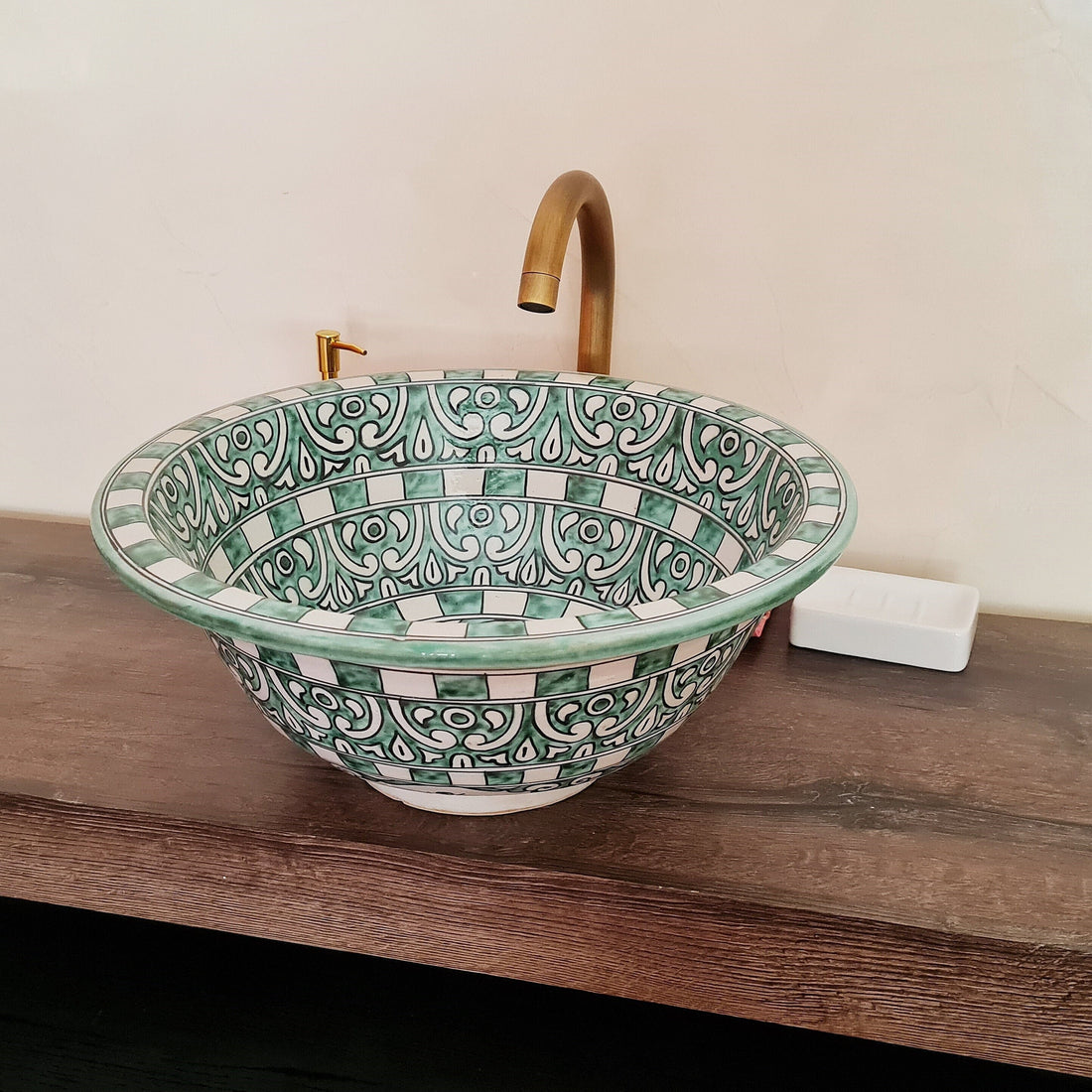 Moroccan sink | Green bathroom sink | Moroccan ceramic sink #185