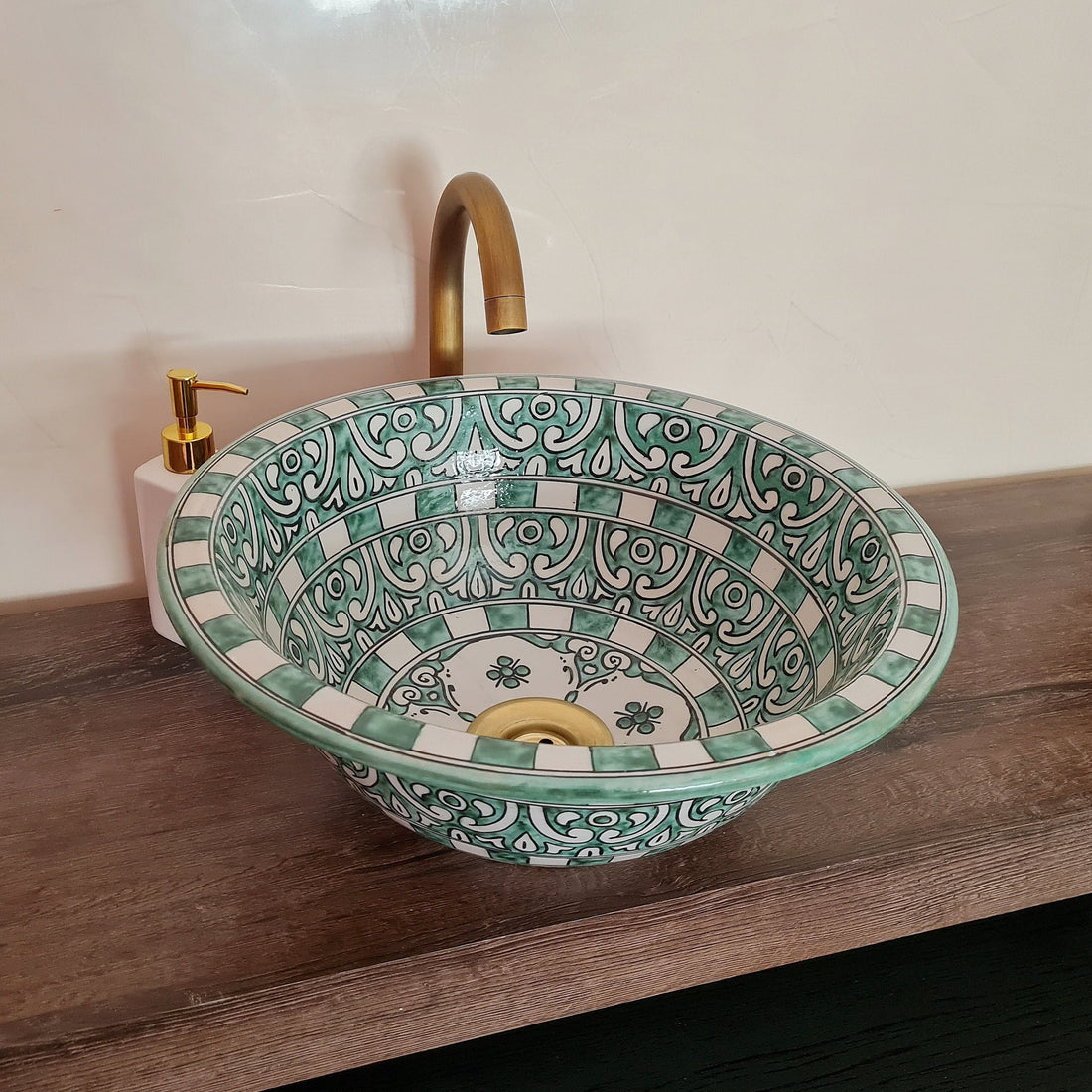 Moroccan sink | Green bathroom sink | Moroccan ceramic sink #185