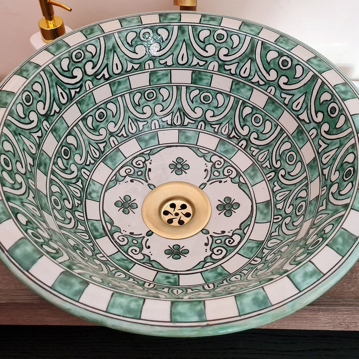 Moroccan sink | Green bathroom sink | Moroccan ceramic sink #185