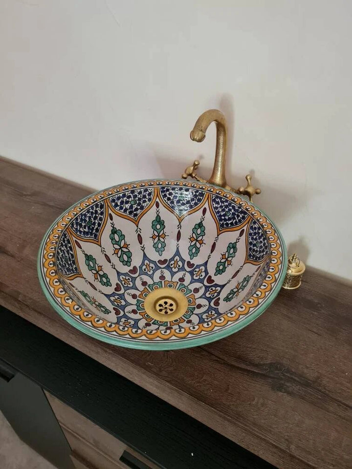 Handmade moroccan sink | Vintage moroccan ceramic sink bowl #190