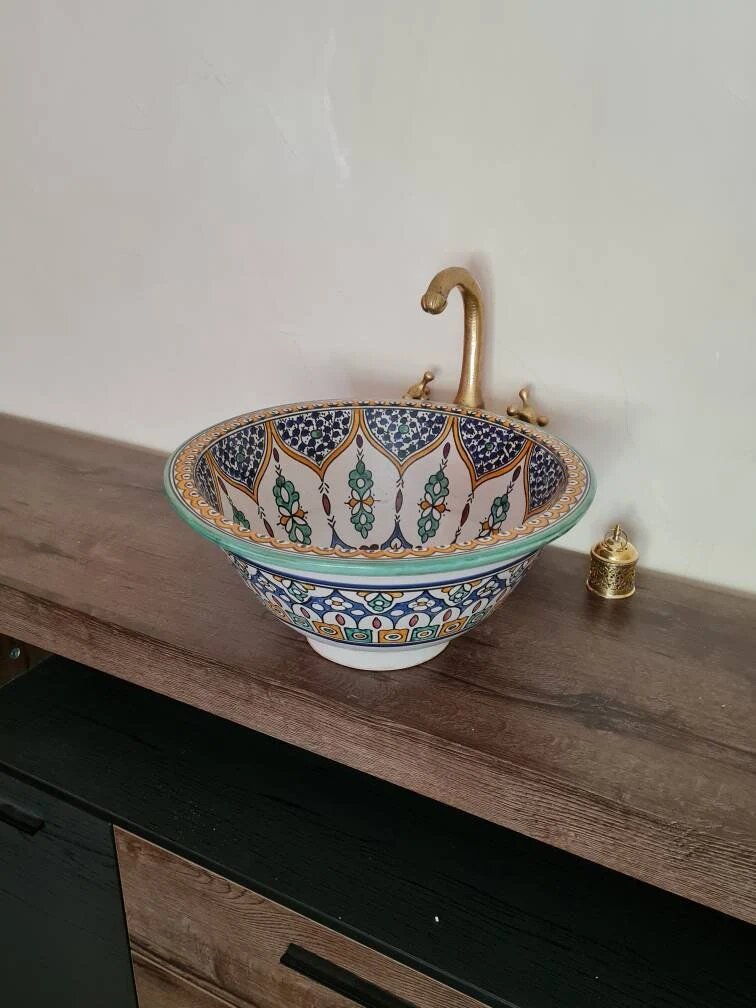 Handmade moroccan sink | Vintage moroccan ceramic sink bowl #190