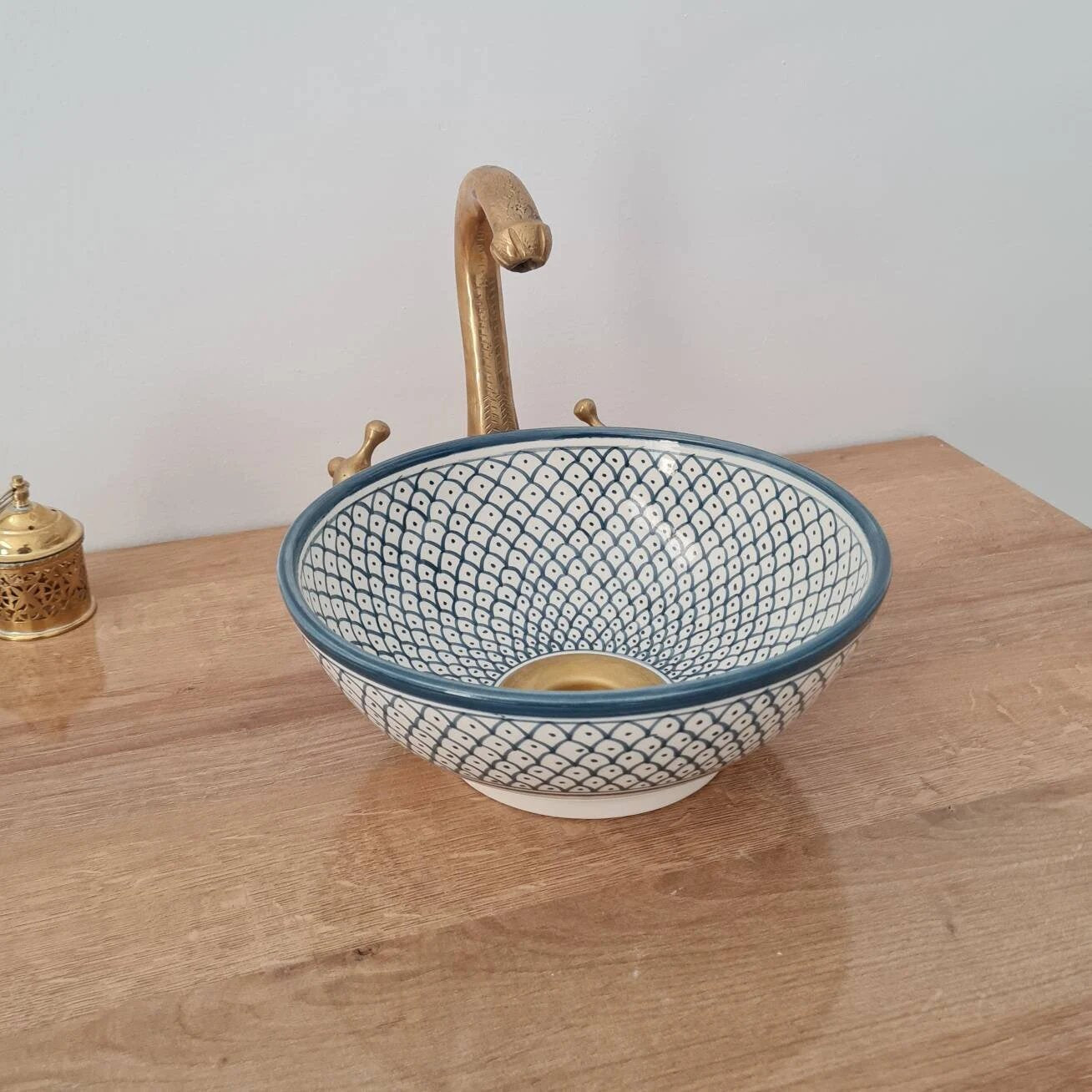 Moroccan sink | moroccan ceramic sink | bathroom sink | moroccan bathroom basin | moroccan sink bowl | Blue sink bowl #29