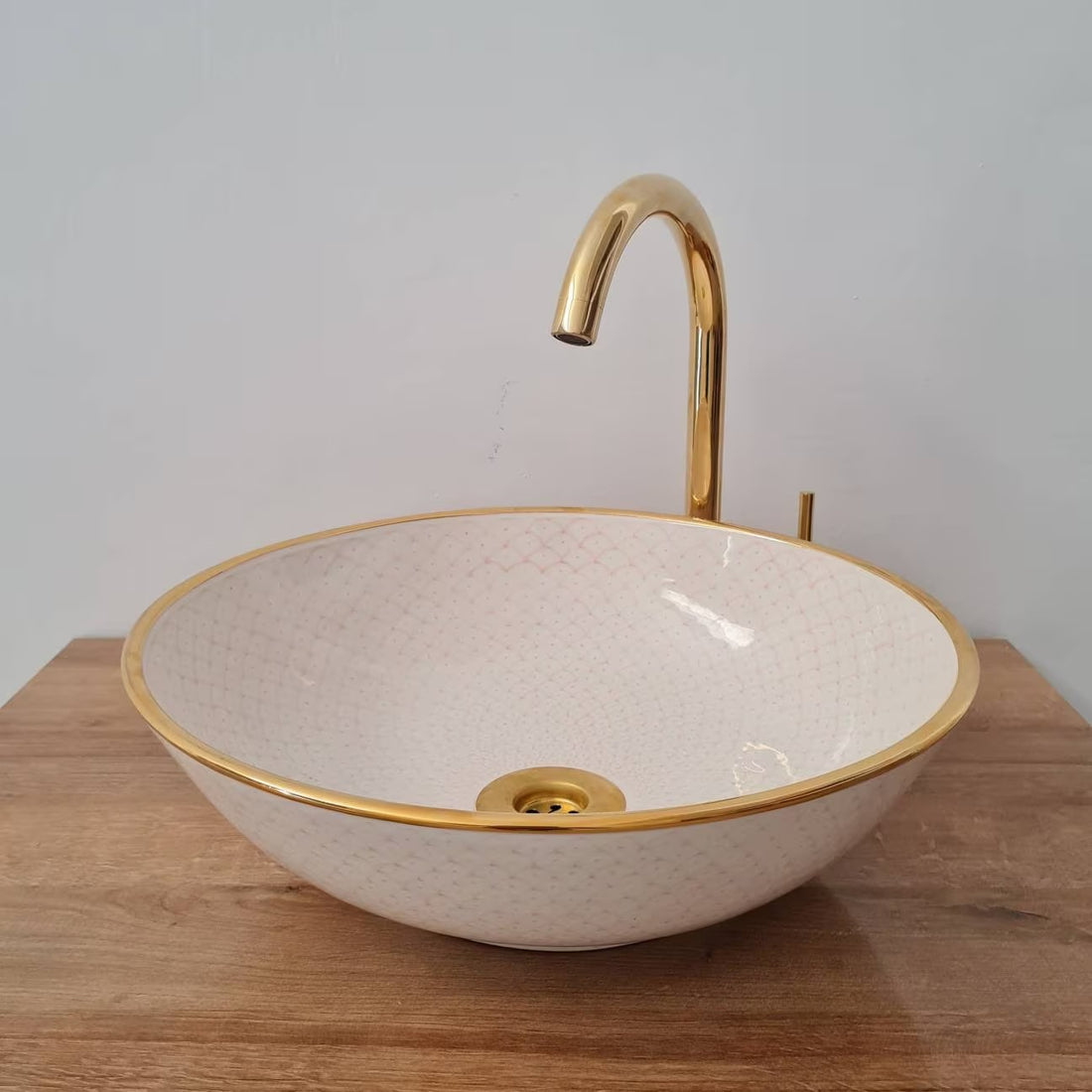 Handmade Moroccan Ceramic Sink 14K Carat Golden rim #76