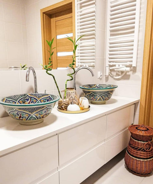 Moroccan sink | moroccan ceramic sink | bathroom sink | moroccan bathroom basin | moroccan sink bowl | Colorful sink bowl #36