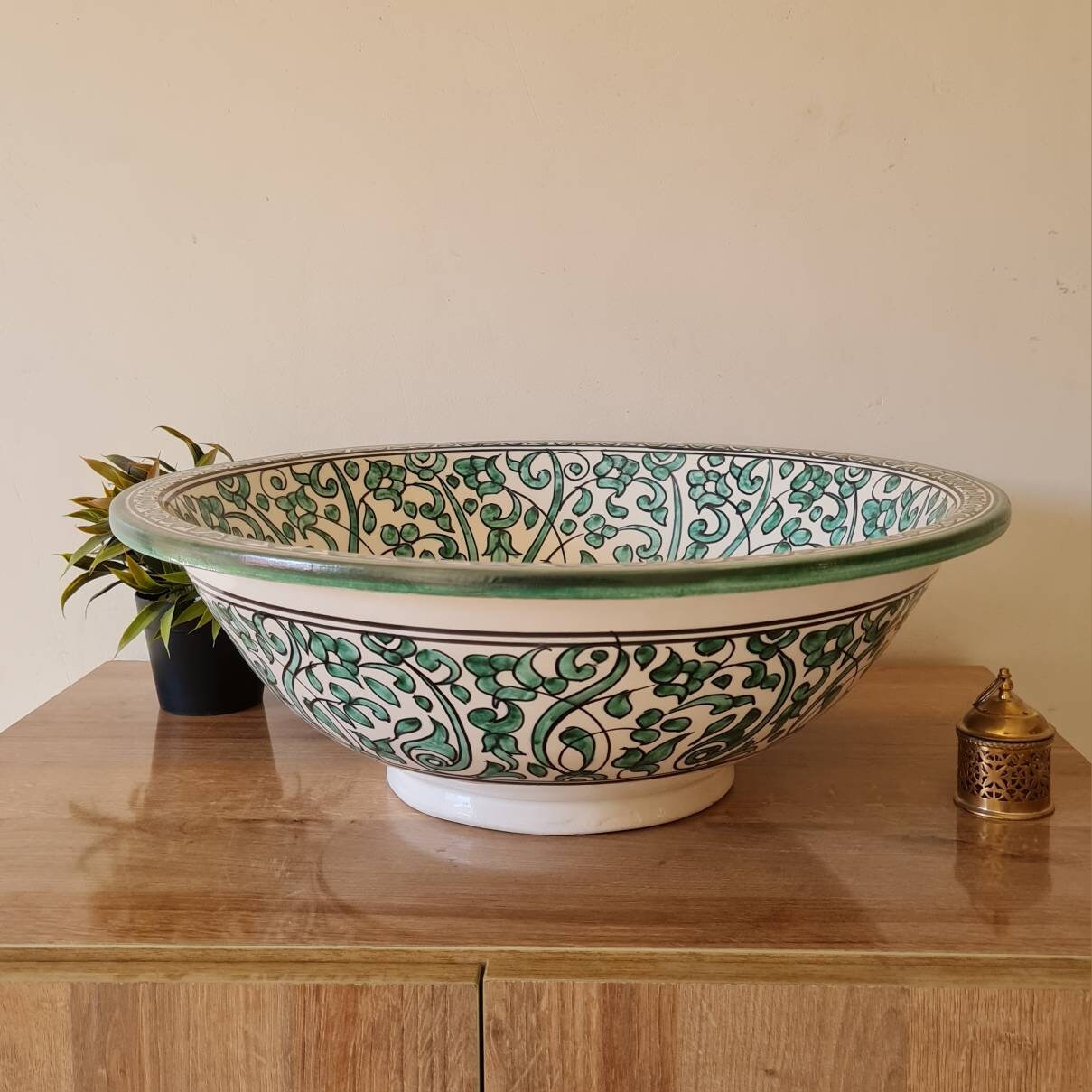 Moroccan sink | moroccan ceramic sink | bathroom sink | moroccan bathroom basin | cloakroom basin | Green sink #151