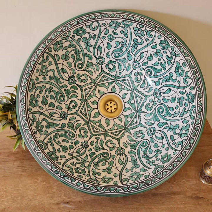 Moroccan sink | moroccan ceramic sink | bathroom sink | moroccan bathroom basin | cloakroom basin | Green sink #151