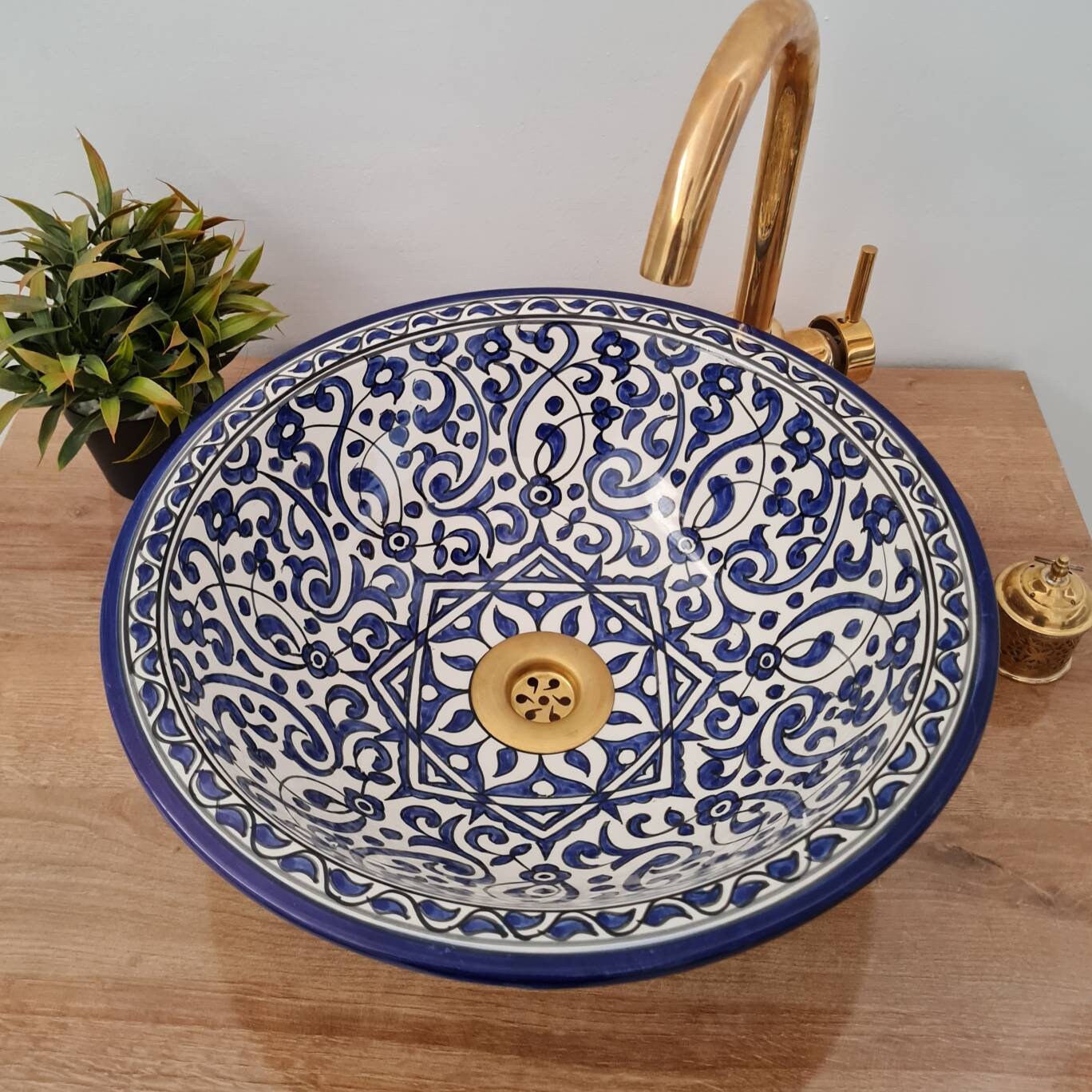 Moroccan sink | moroccan ceramic sink | bathroom sink | moroccan bathroom basin | cloakroom basin | Bleu sink #169
