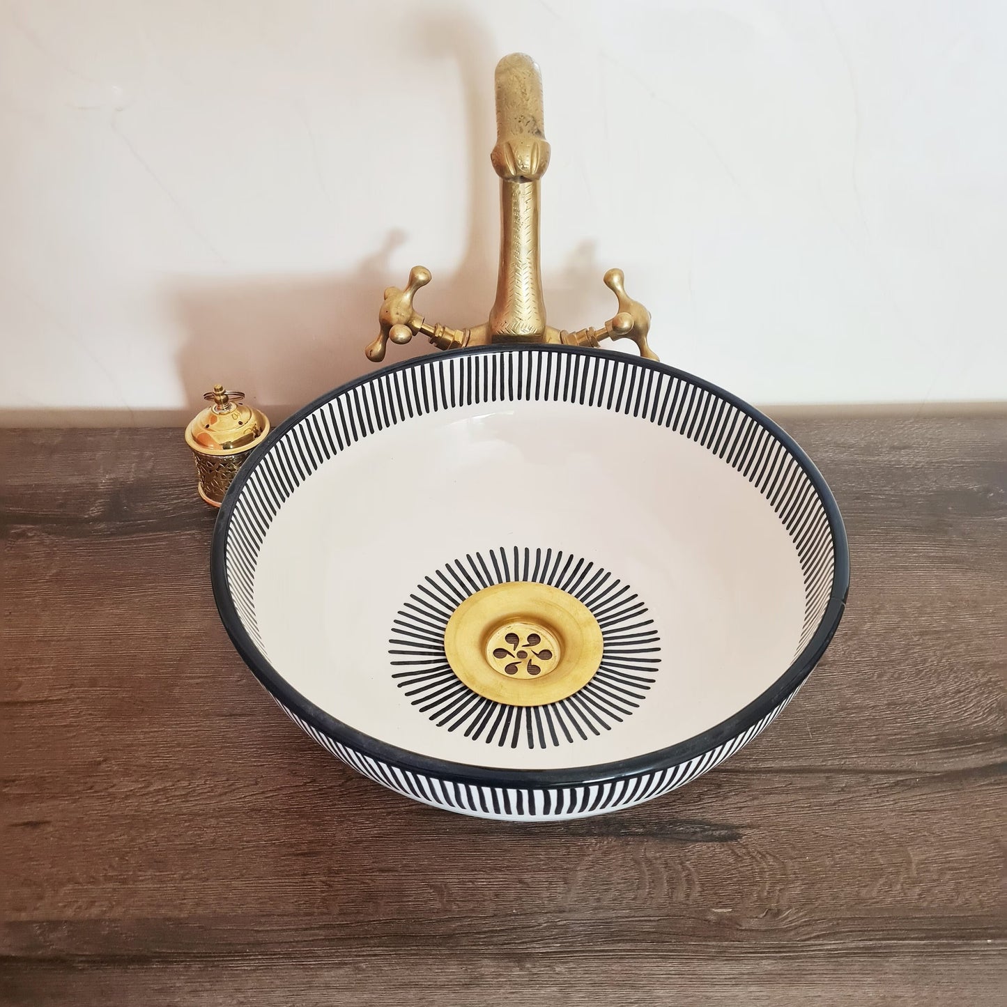 Moroccan sink | moroccan ceramic sink | bathroom sink | moroccan bathroom basin | moroccan sink bowl | Black and white sink bowl #38