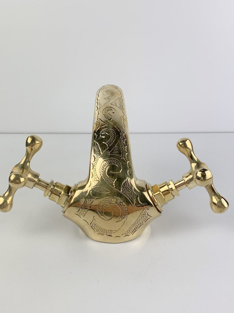 Moroccan Faucet Engraved in Unlacquered Brass - Handmade Moroccan Faucet #9