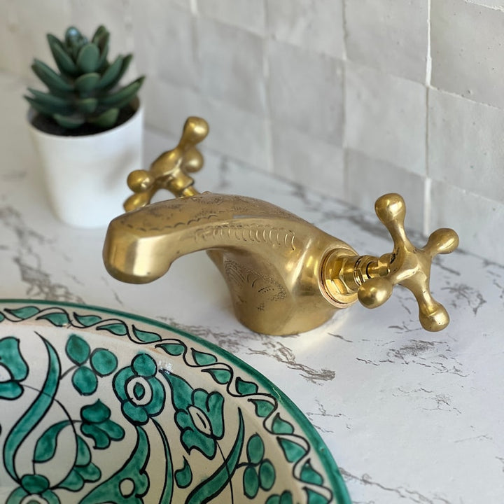 Moroccan Faucet Engraved in Unlacquered Brass - Handmade Moroccan Faucet #9