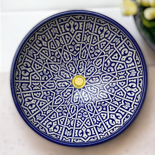 Moroccan sink | moroccan ceramic sink | bathroom sink | moroccan bathroom basin | cloakroom basin | Bleu sink #92