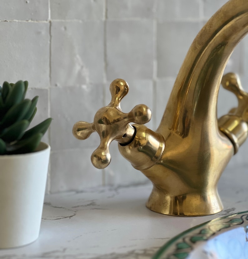 Moroccan Faucet in Unlacquered Brass - Handmade Moroccan Faucet - Brass Faucet #4