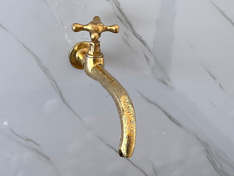 Moroccan Faucet in Unlacquered Brass - Handmade Moroccan Faucet #6