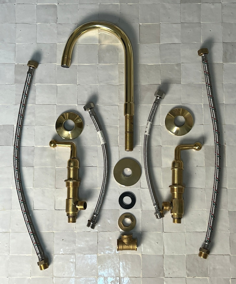 Moroccan Faucet in Unlacquered Brass - Handmade Moroccan Faucet #7