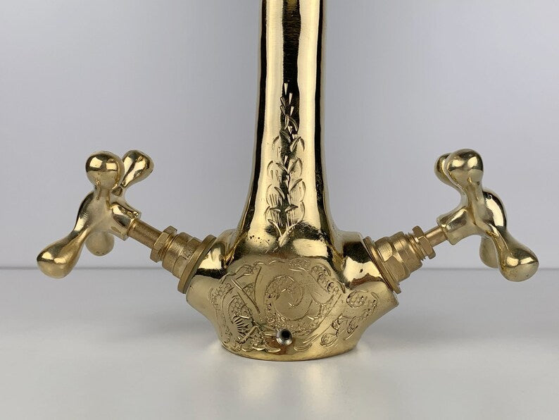 Moroccan Faucet Engraved in Unlacquered Brass - Handmade Moroccan Faucet #8