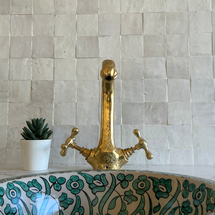 Moroccan Faucet Engraved in Unlacquered Brass - Handmade Moroccan Faucet #8