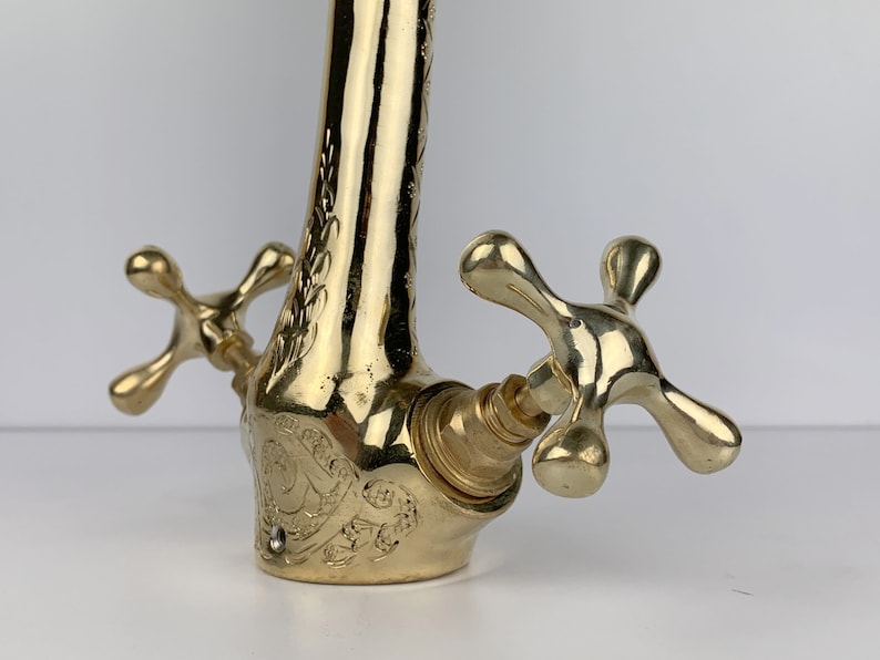 Moroccan Faucet Engraved in Unlacquered Brass - Handmade Moroccan Faucet #8