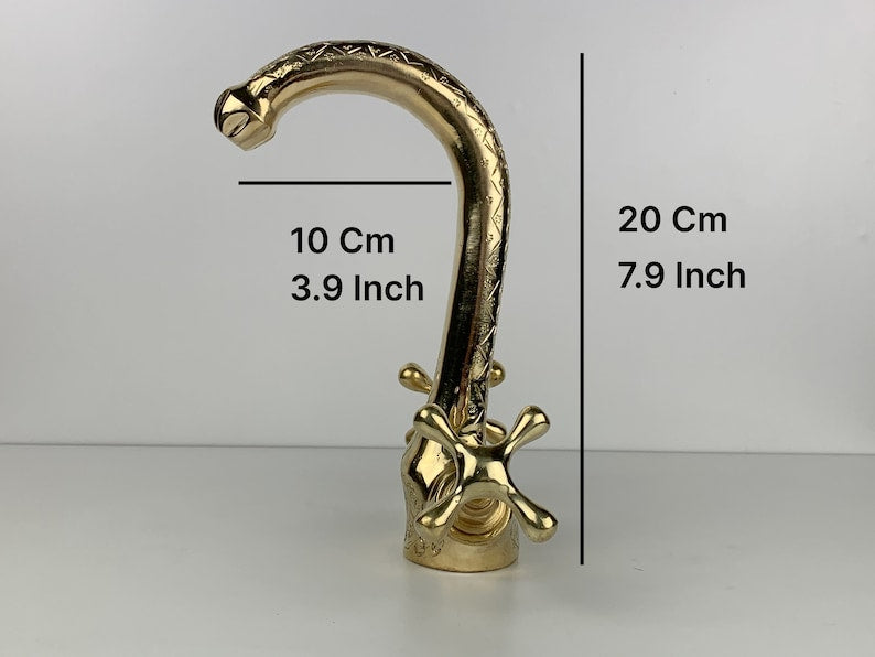 Moroccan Faucet Engraved in Unlacquered Brass - Handmade Moroccan Faucet #8