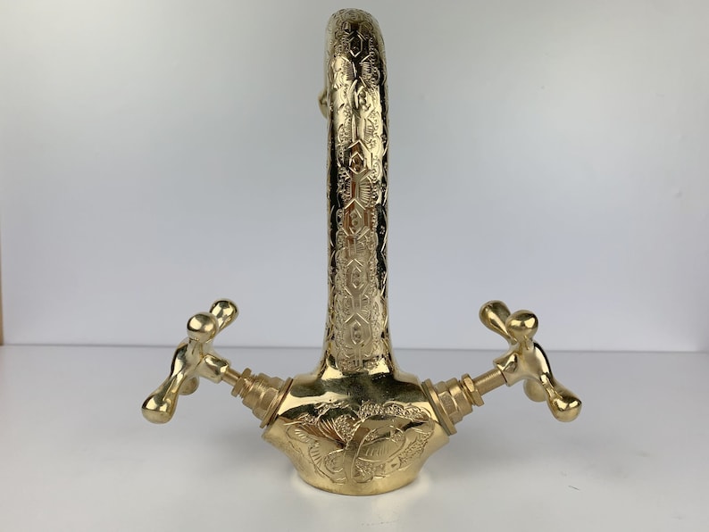 Moroccan Faucet Engraved in Unlacquered Brass - Handmade Moroccan Faucet #8