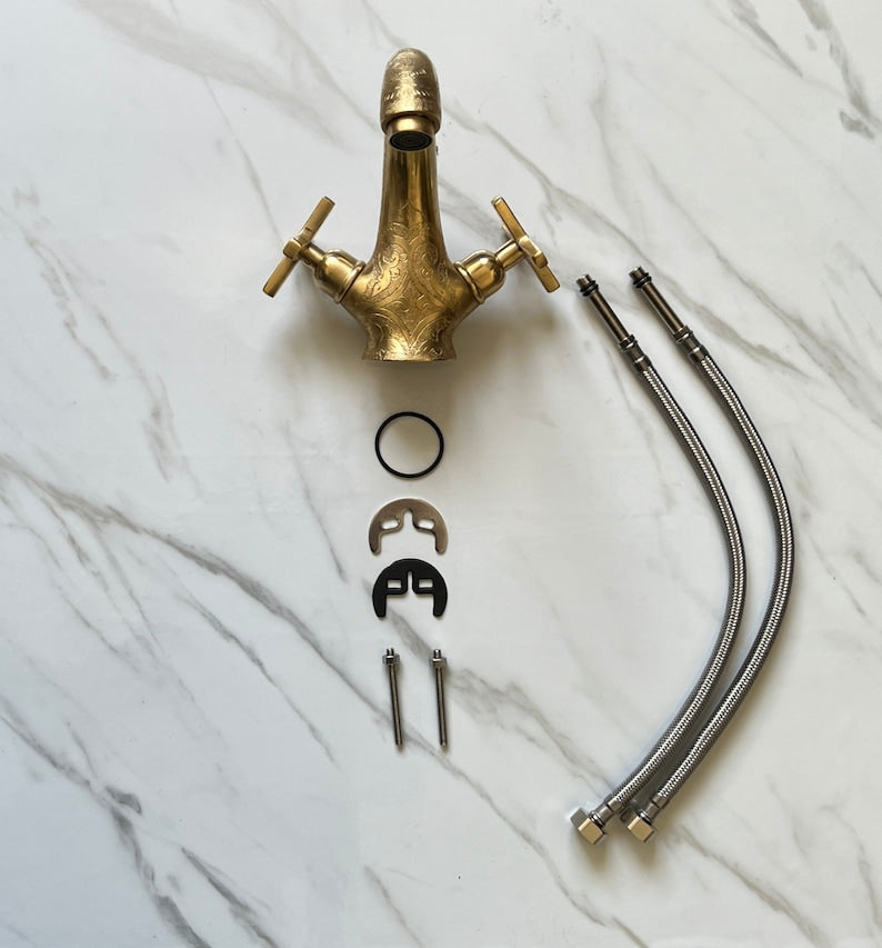 Moroccan Faucet Engraved in Unlacquered Brass - Handmade Moroccan Faucet #10