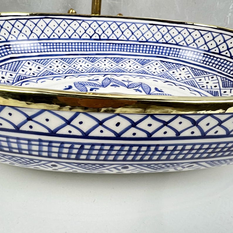 Handmade Moroccan Oval Sink Brass Rim #185W