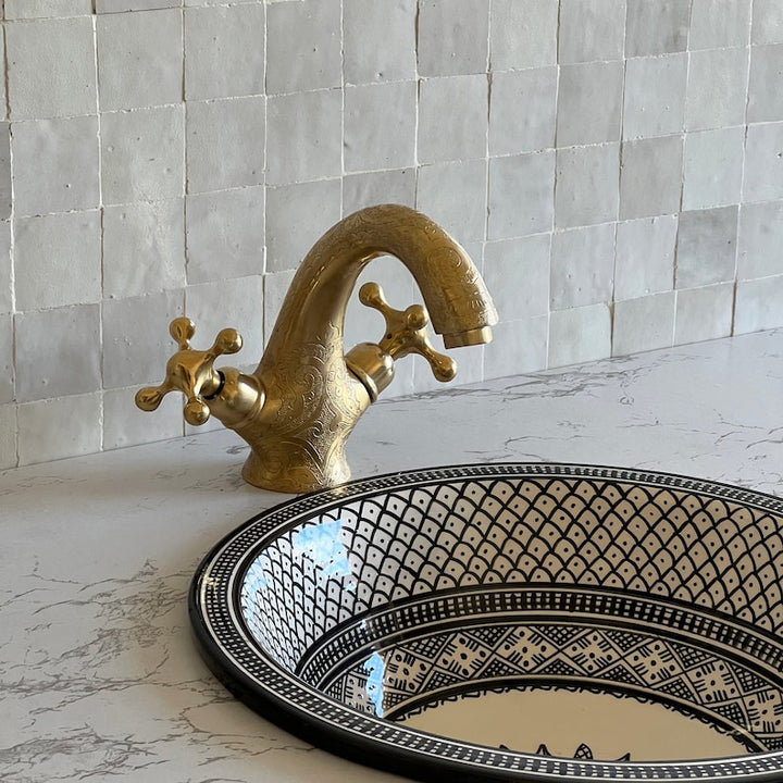 Moroccan Faucet Engraved in Unlacquered Brass - Handmade Moroccan Faucet #10