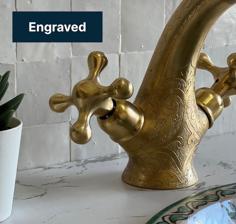 Moroccan Faucet Engraved in Unlacquered Brass - Handmade Moroccan Faucet #10