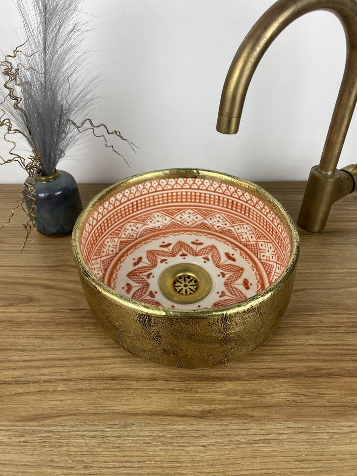 Moroccan sink | moroccan ceramic sink | bathroom sink | moroccan bathroom basin | moroccan sink bowl | Brass vessel sink bowl #225