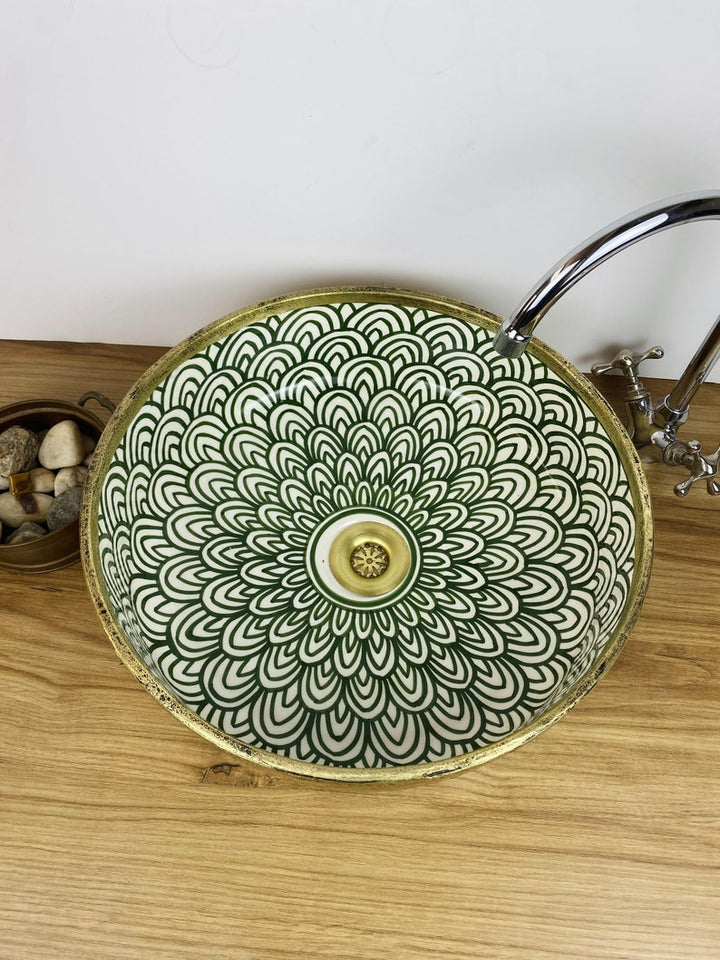 Moroccan sink | moroccan ceramic sink | bathroom sink | moroccan bathroom basin | moroccan sink bowl | Brass vessel sink bowl #225